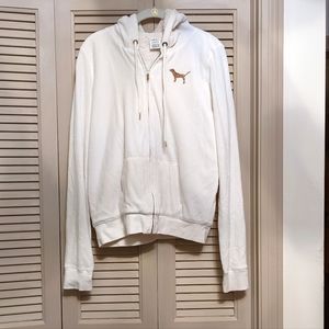 Pink Victoria Secret✨ Zip-up Sweater ✨With Rose -Gold glitter ✨Size M